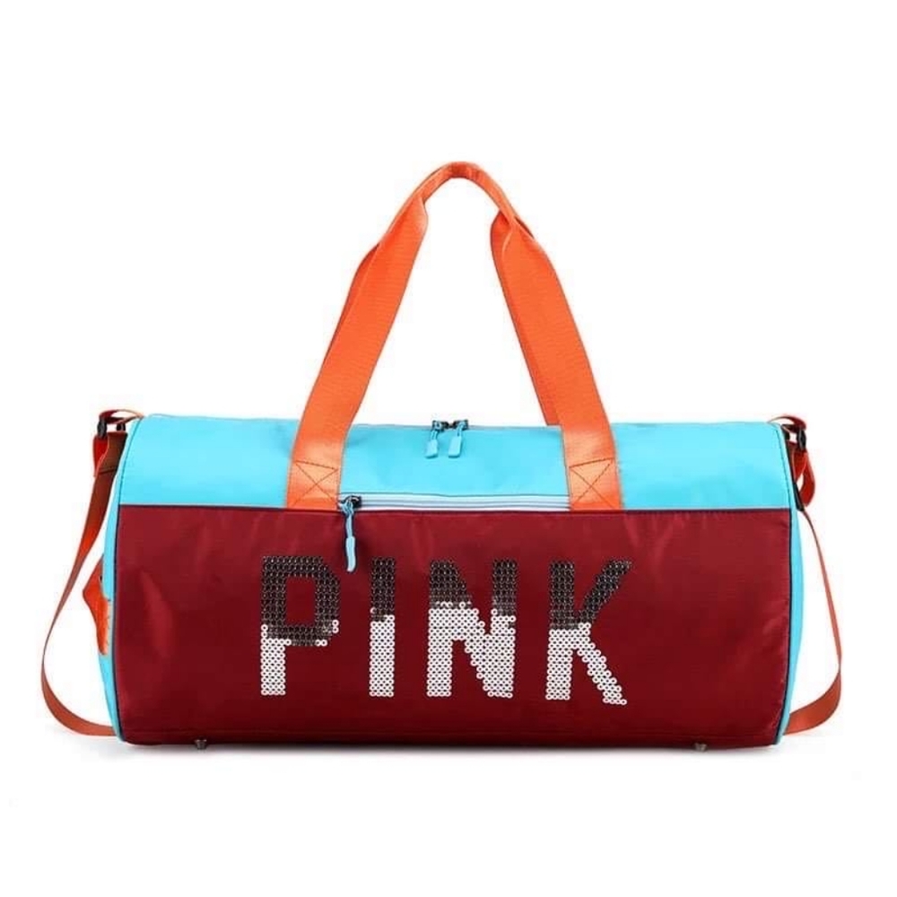 Victoria's Secret Pink Duffle Bag- Multi, with Silver Sequin Logo
